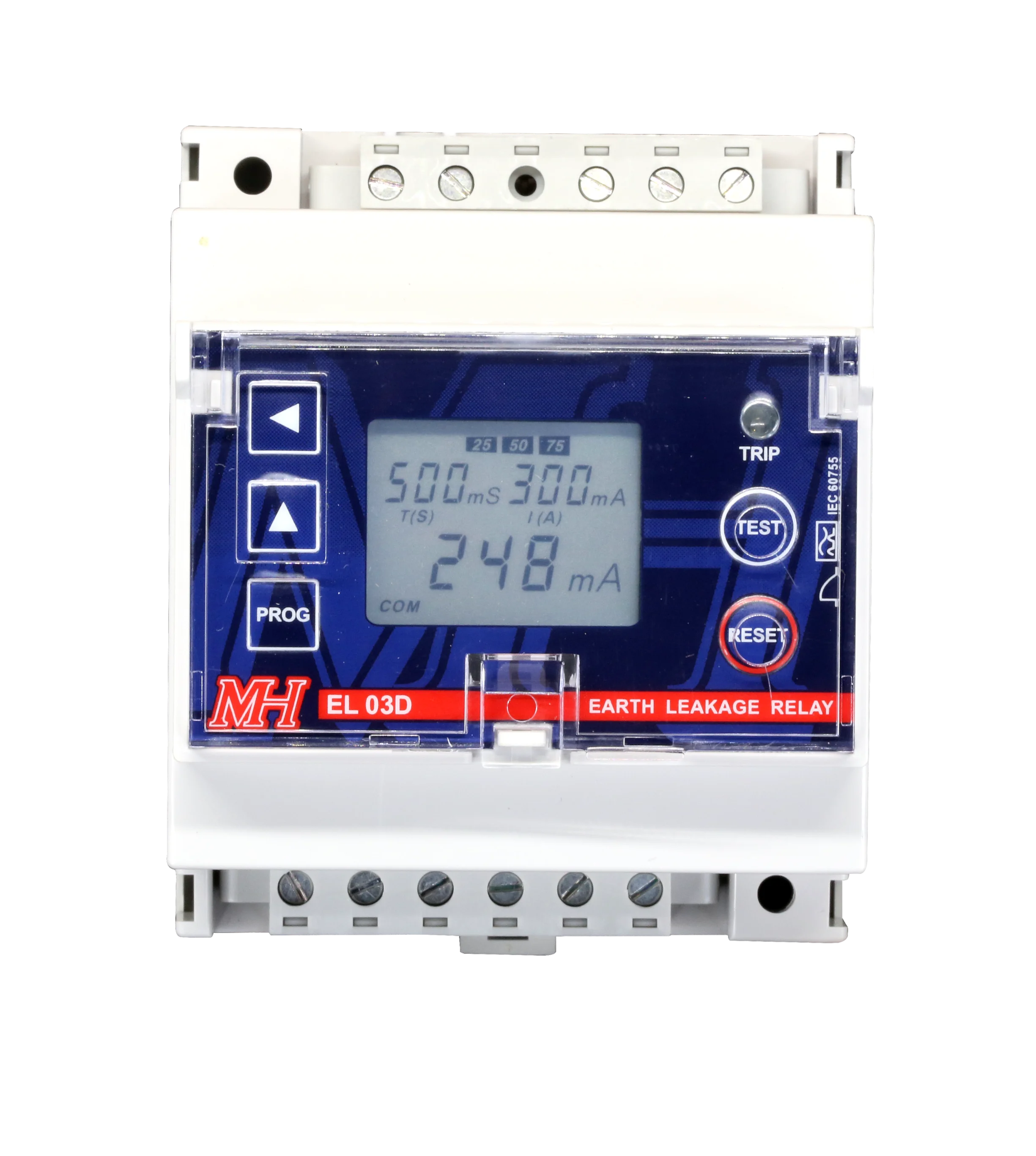 MH Digital Earth Leakage Relay EL 03D & 30D, Residual Current Device, Rated operating residual current 0.03 to 30A