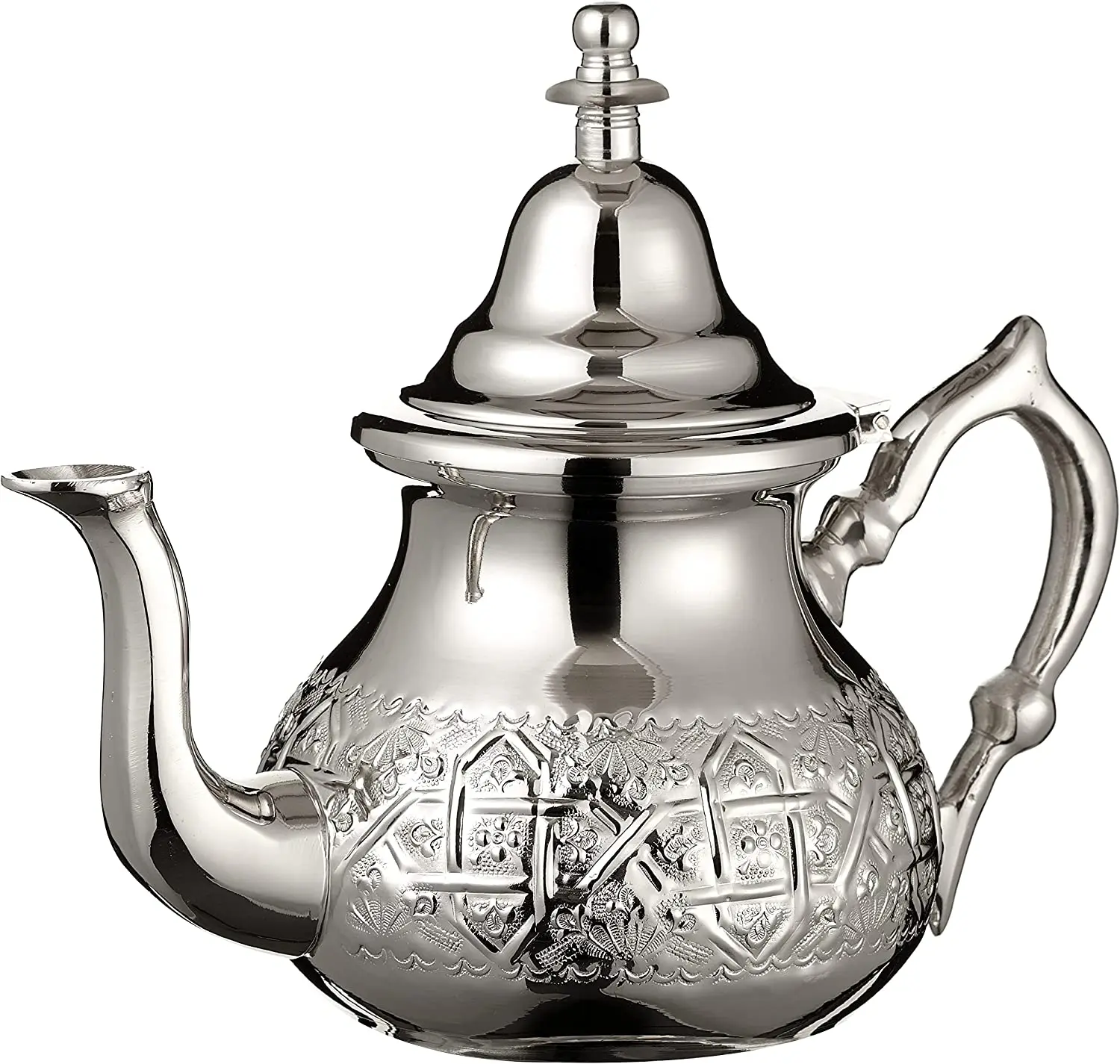 Moroccan 4 Cups Tea Pot Welded Legs Handmade Serving Small Brass Silver Plated Teapot Hand Carved