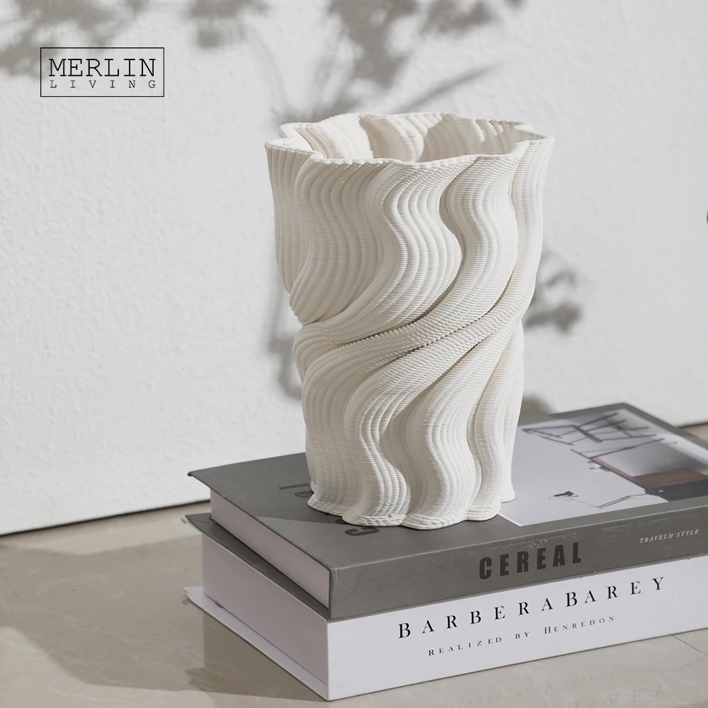 Merlin Living 3D printing vase decorating vases ceramic & porcelain vases Chaozhou Omaysn Ceramic Factory OEM