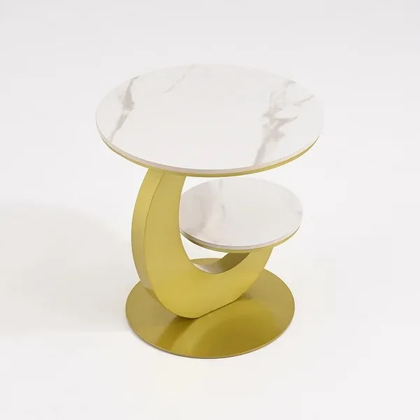 White Side Table 2 Tier Round End Table Modern Simplicity Living Room Elegant Style New Look Design Customize