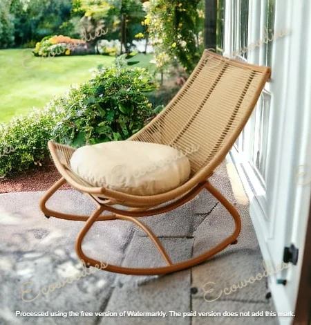 Antique Natural Rocking Chair for Elderly Comfortable Backrest Relaxing Bamboo Wicker Armchair For Living Room Indoor Outdoor