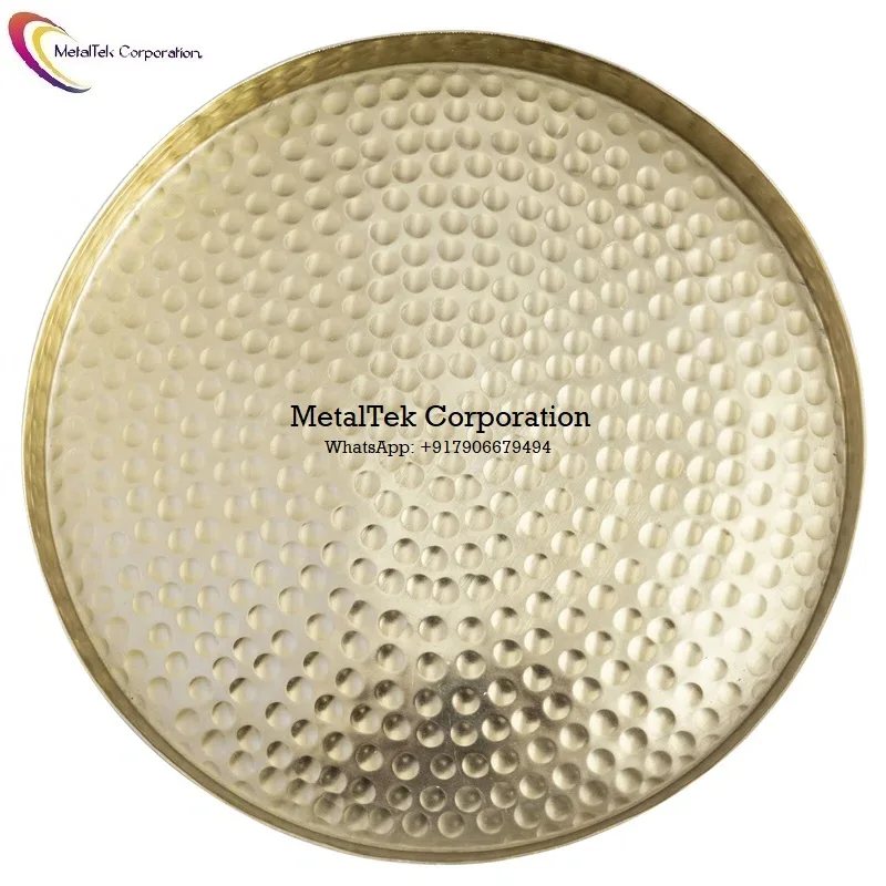 Wholesale luxury textured tray for home hotel restaurants cosmetics toiletries and jewelry hammered design gold plated finishing