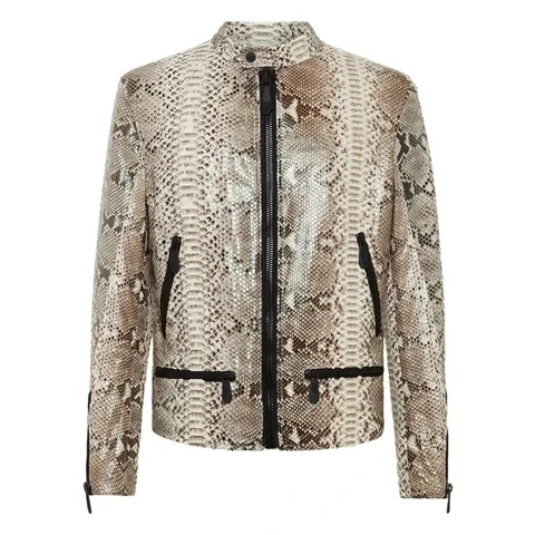 New Leather Exotic Python Designed Jacket Unisex Snake Style Leather Wholesale Genuine Cowhide Fashion Leather Jackets