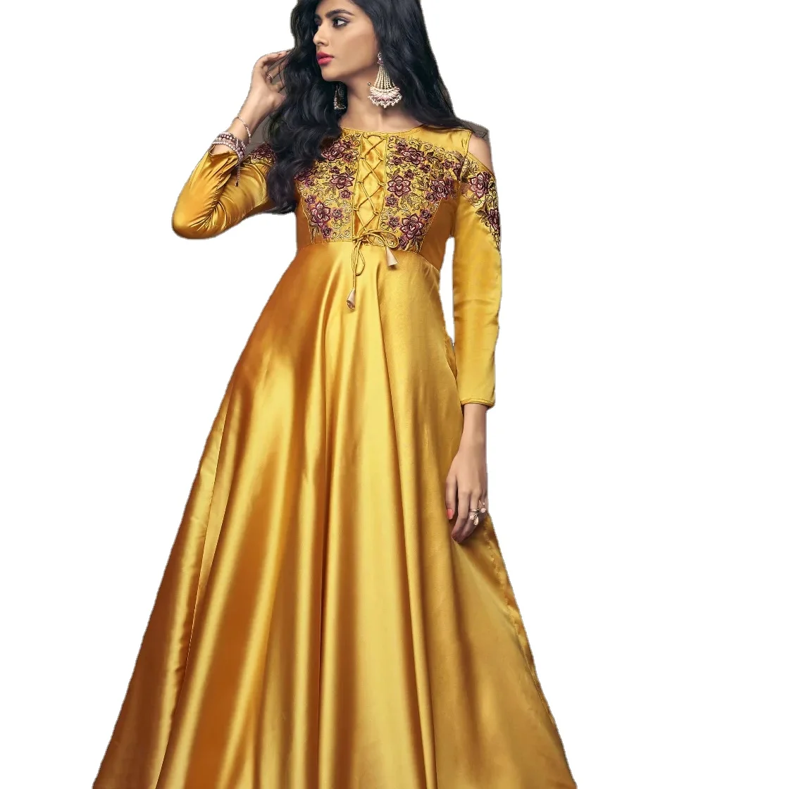 Latest Designer Georgette Silk Embroidery Work Anarkali Gown By Fab Zone