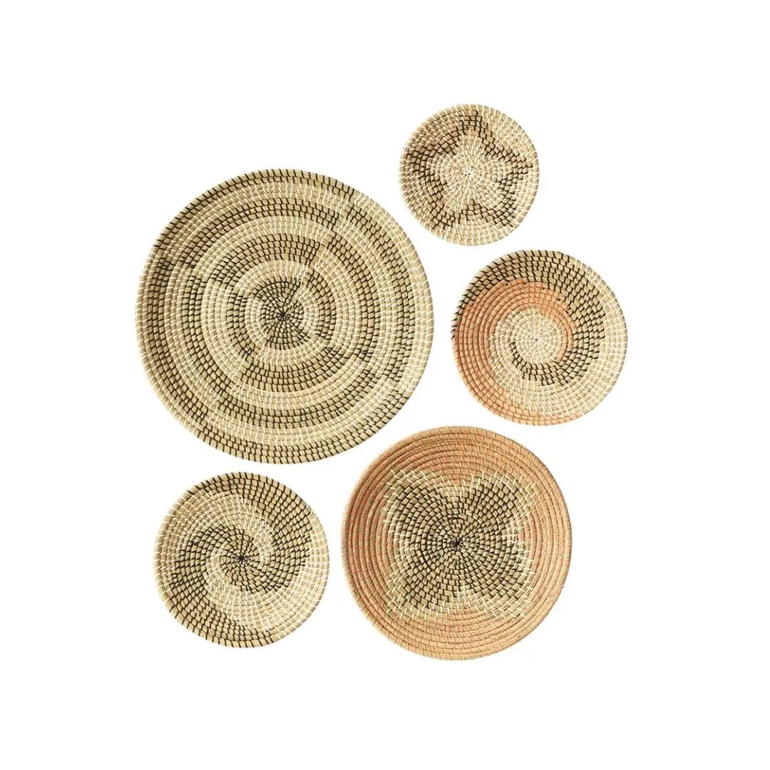 2024 Top Seller Handmade Bohemian Rustic Wooden Woven Wall Basket Natural Seagrass Wall Hanging for Anniversary Amazon Product