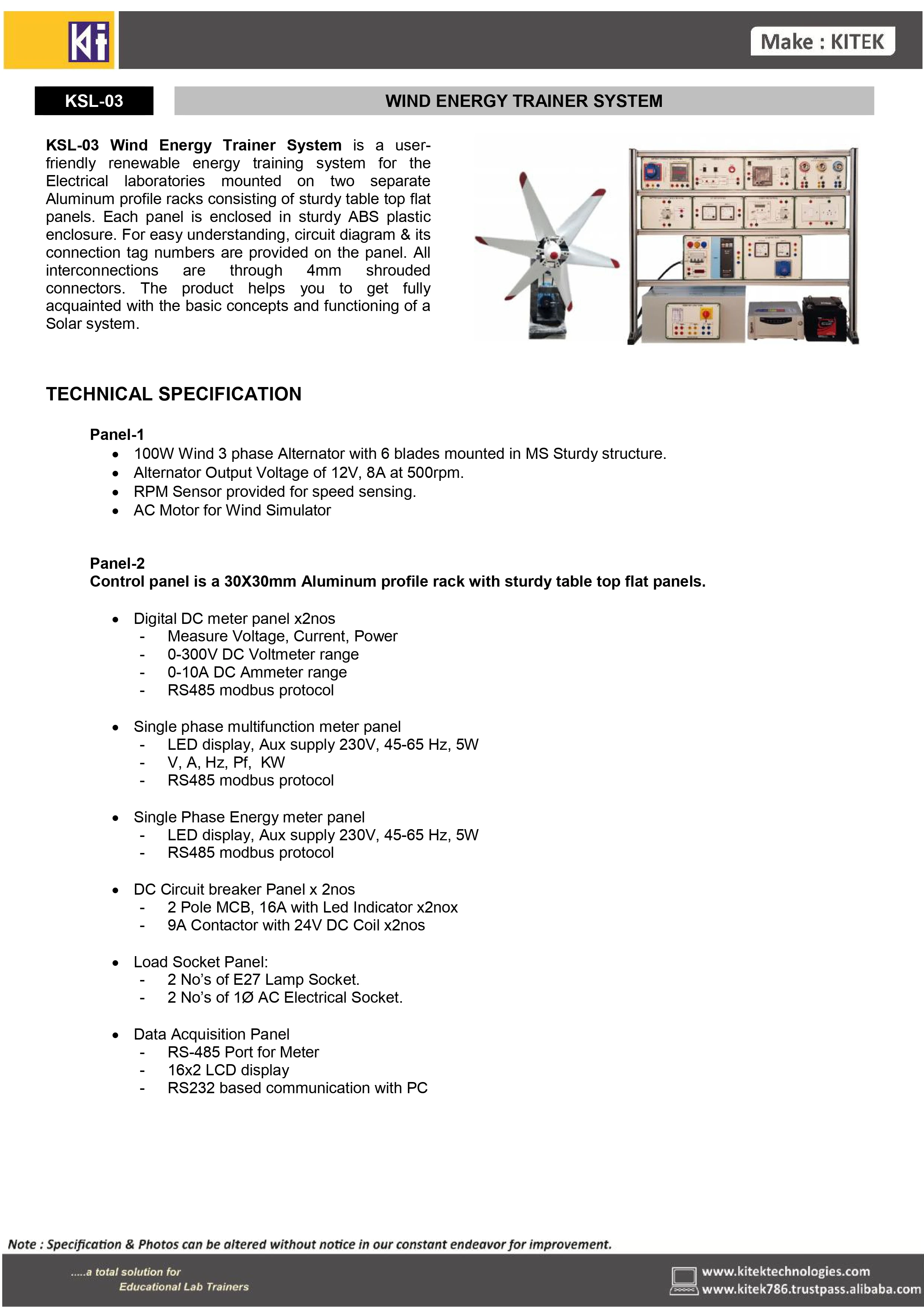 Wind Energy Trainer System Educational Equipment Teaching Equipment
