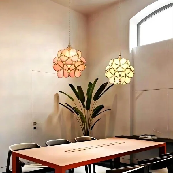 Crystal Hanging Light Nordic Rose Gold Copper Pendant Light Luxury Glass Flower ball Pendant Lamp for Bedroom Restaurant Hotel