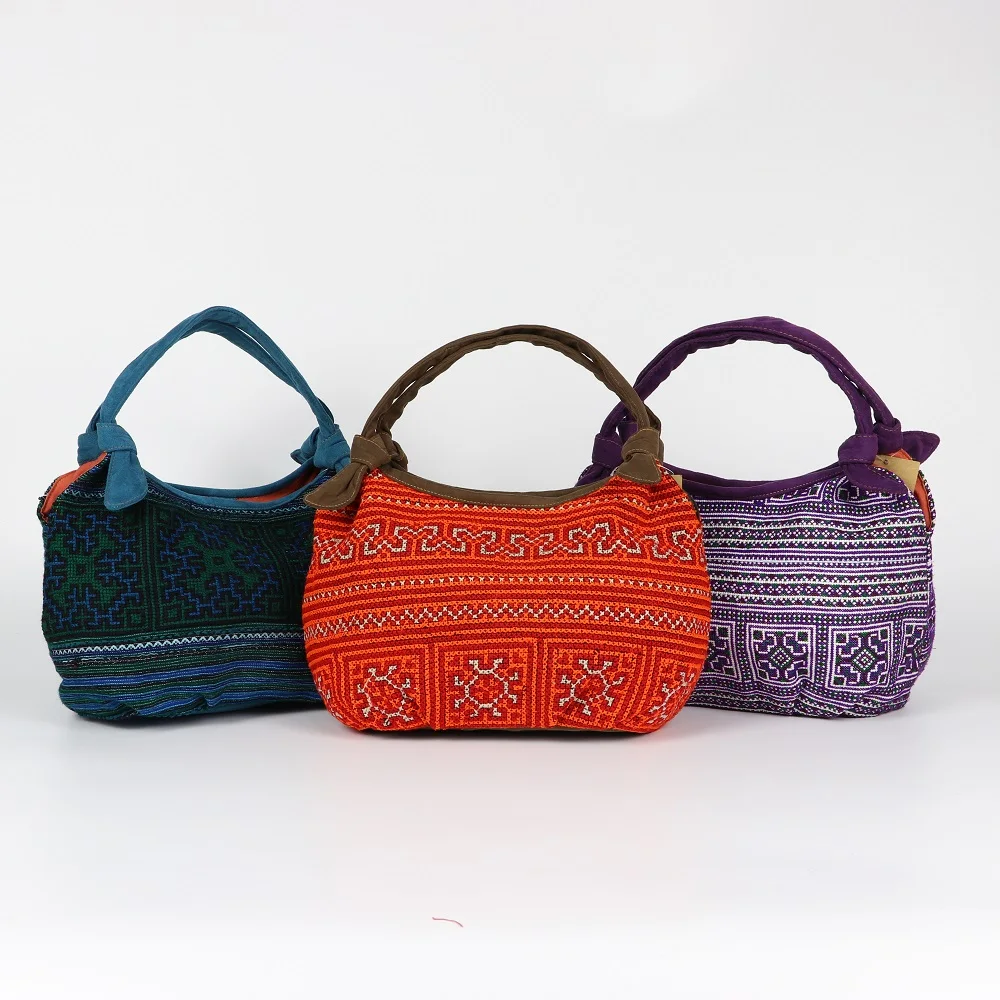 Fashion Snap Button Casual Outside Hand-embroidered Brocade Rectangular Retro Big Rabbit Ear Brocade Bag