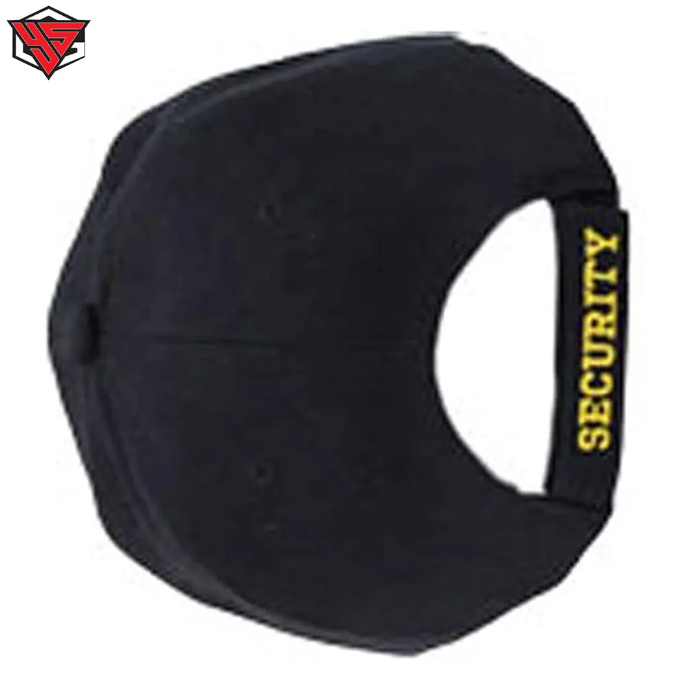 Security Cap with Custom ID on Front and Back, Adjustable Black Tactical Hat for Security Guards Durable Cotton