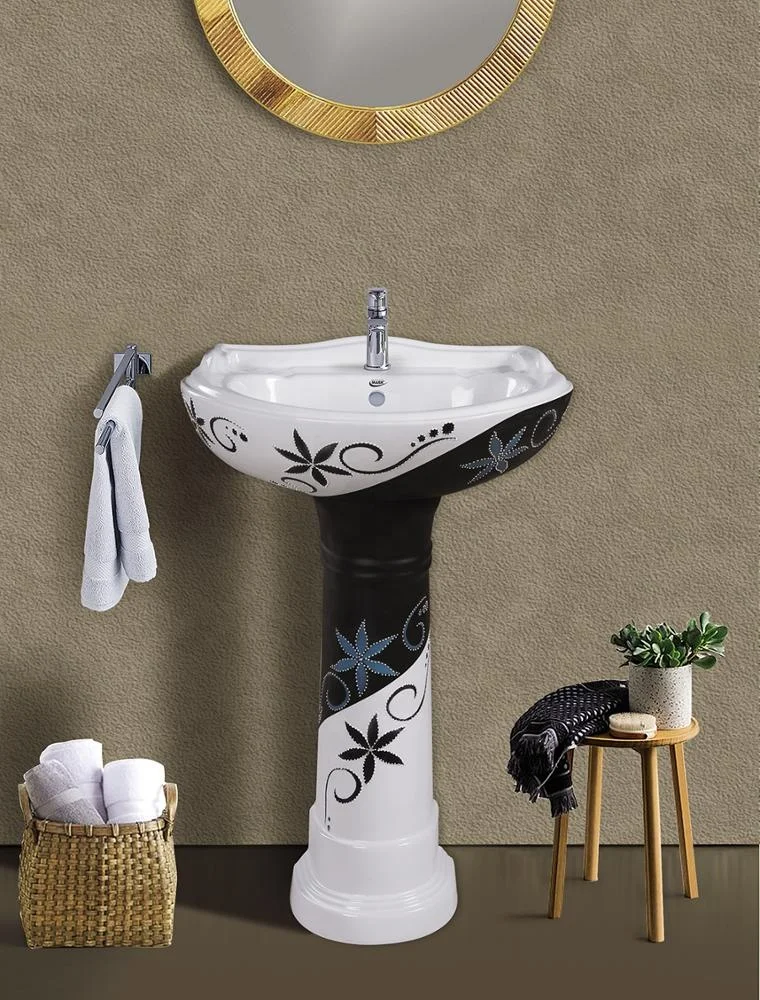 Good Quality Modern Design Sanitary ware Ceramic Bathroom Full Pedestal Sink Wash Basin With Stand