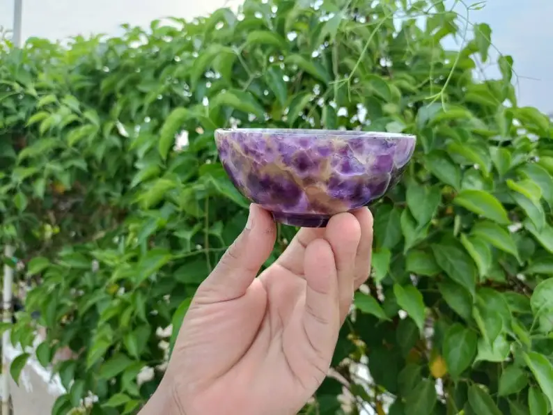 New Arrivals Amethyst Agate Bowls Premium Quality Engraved Amethyst Quartz Crystal Bowls Healing Stone Amethyst Gemstone Bowls