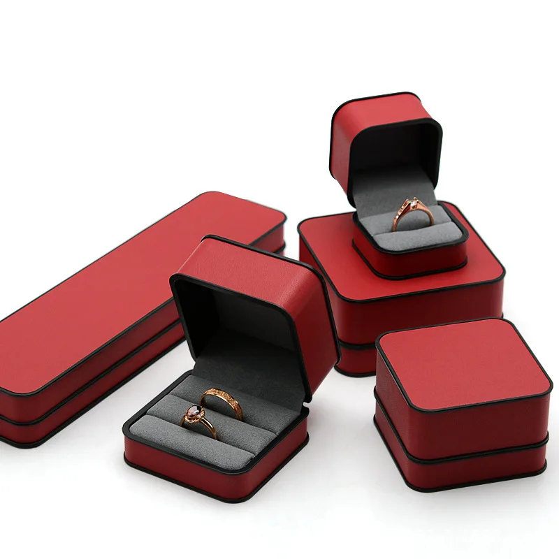 Wholesale hot orange high-end jewelry box free printing logo wedding ring box