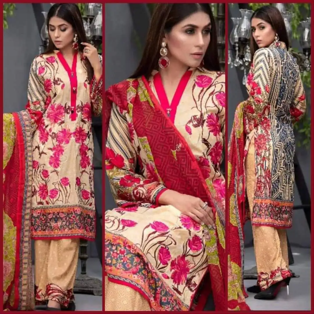 Современный модный дизайнерский индийский пакистанский лужайный льняной хлопковый жоржет костюмы из 3 предметов доступны по оптовой цене.