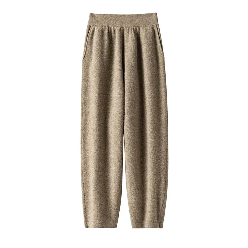 Wool Pants  Leg Women Pant 2024 Winter Warm Long Trousers Pure Woolen Female Leggings
