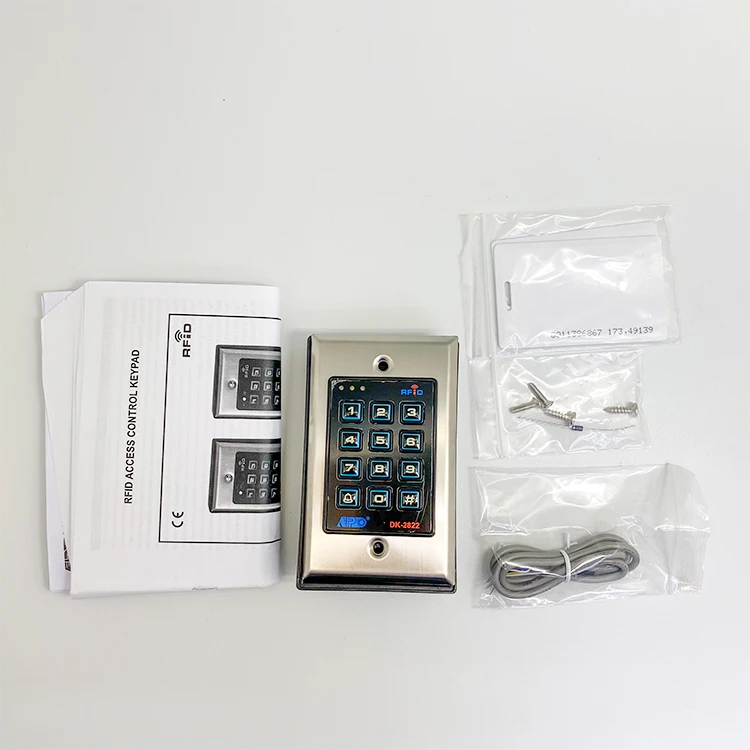 DK-2822B Steel Plate RFID Card Reader Access Control Keypad Reader Keyboard Two Output with Door Bell Button Wiegand