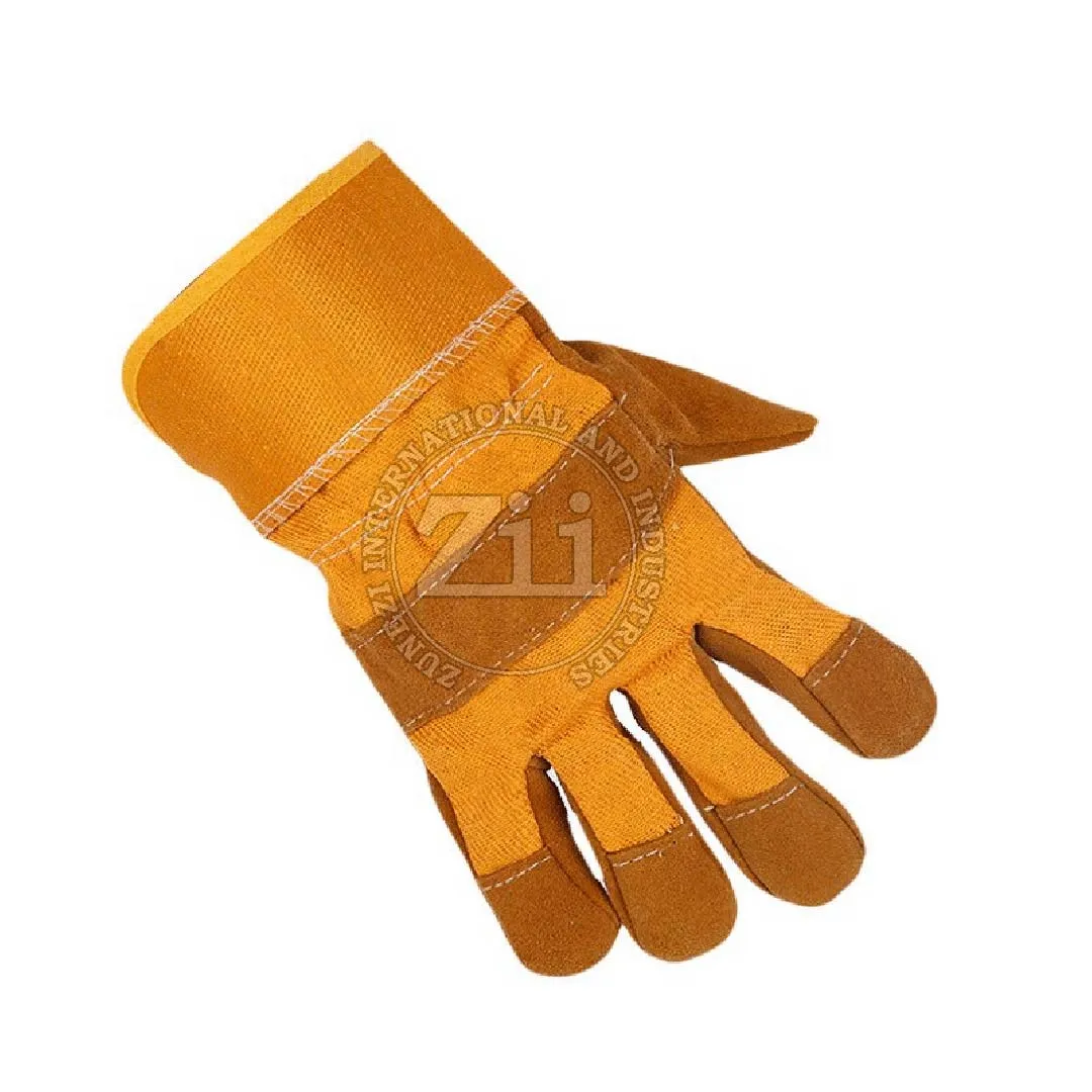 High quality cowhide canvas stitching gloves leather double skin Welding gloves for electric welding Heat insulation fire