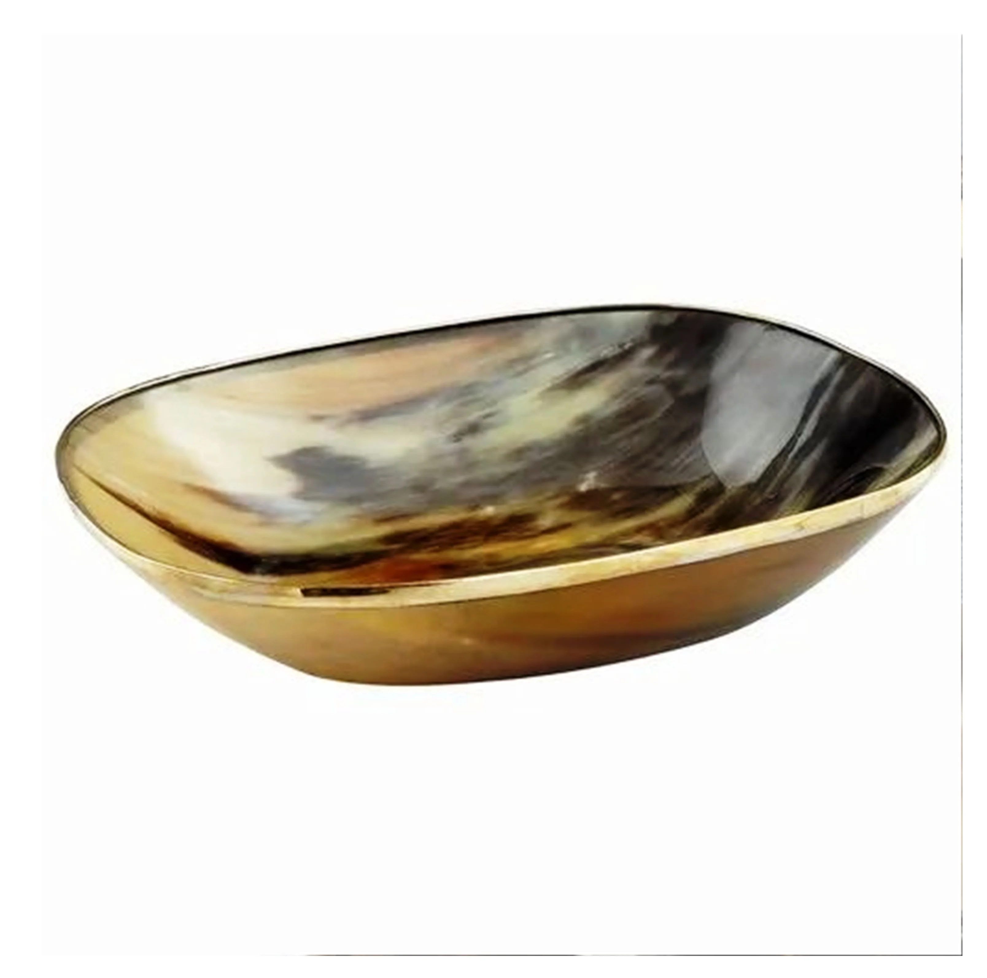 Luxury Real Horn Bowl with Metal Rim Size Medium 6  Hot Selling Buffalo Decorative Bowl Shaving Serving & Decorative