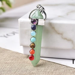Wholesale Natural 7 Chakras Stone Double Point Gemstone Pendant Reiki Healing Handmade Fashion Pendant For Men Women Charm