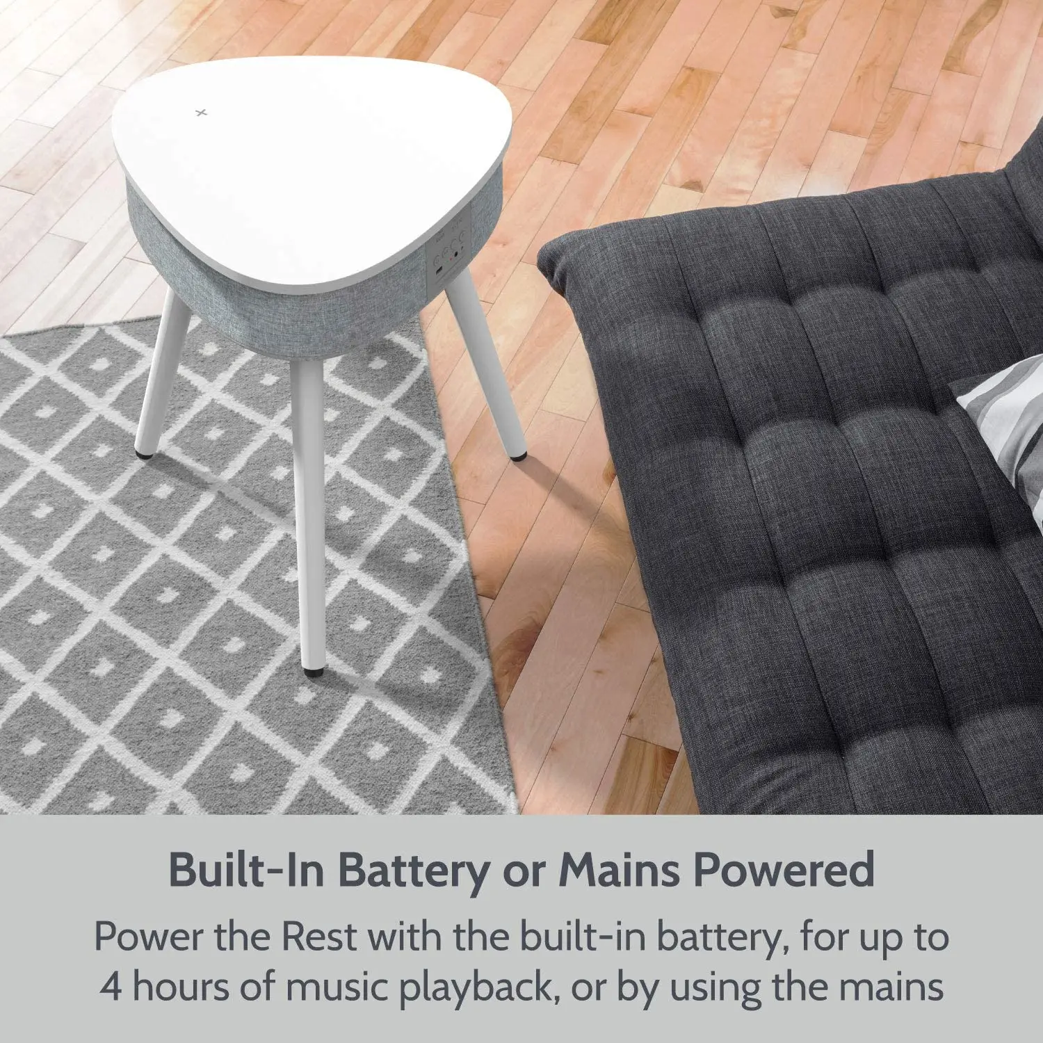 Portable Smart Side Table Speaker with Wireless Charger and USB Charging Dock Modern Home Studio Smart Table