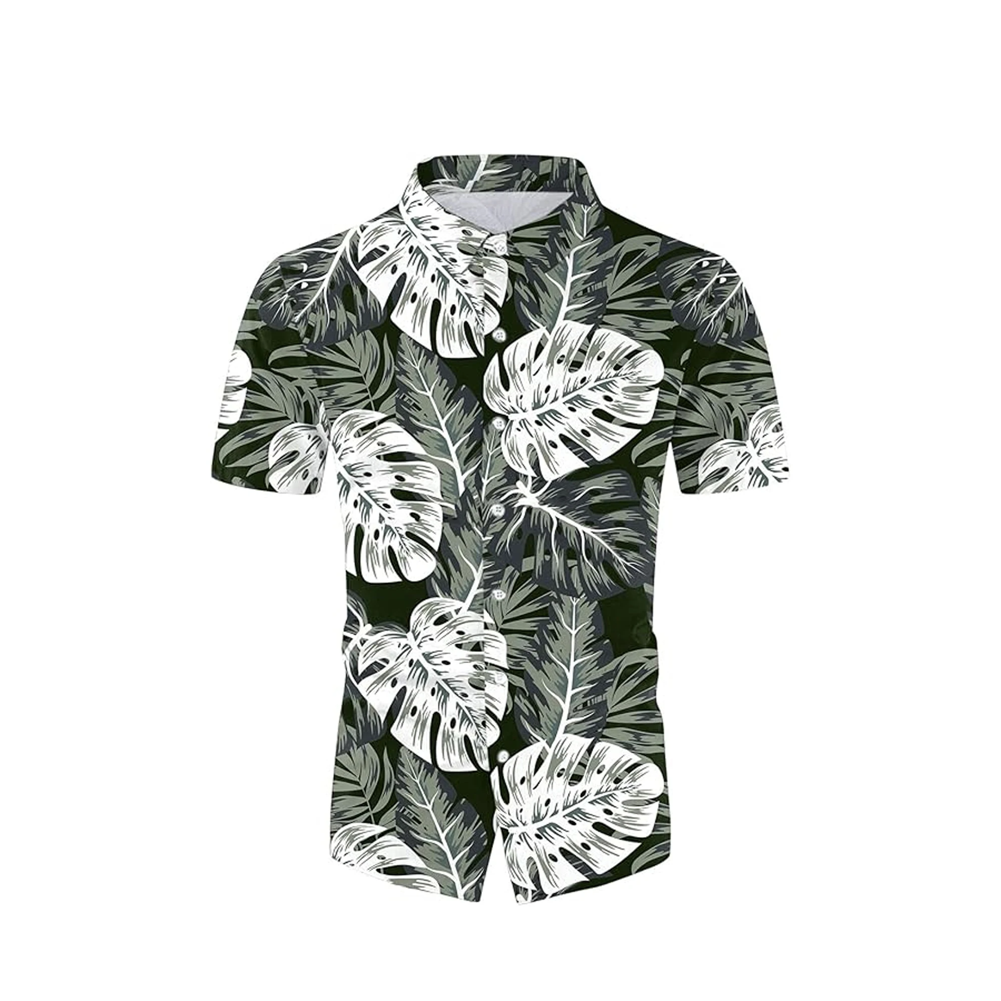 100% Cotton Stylish Wholesale Cheap Price Fashionable Plain Short Sleeve Logo Custom Printed Mens Hawaiian Shirt From Bangladesh