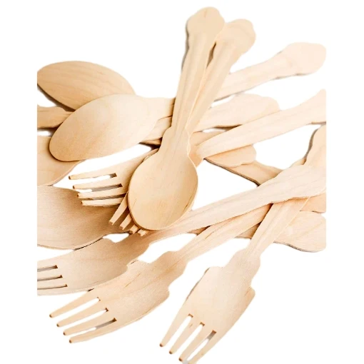 Customized Biodegradable Disposable Bamboo Spoon Eco Bamboo Material Cutlery Set with Napkin