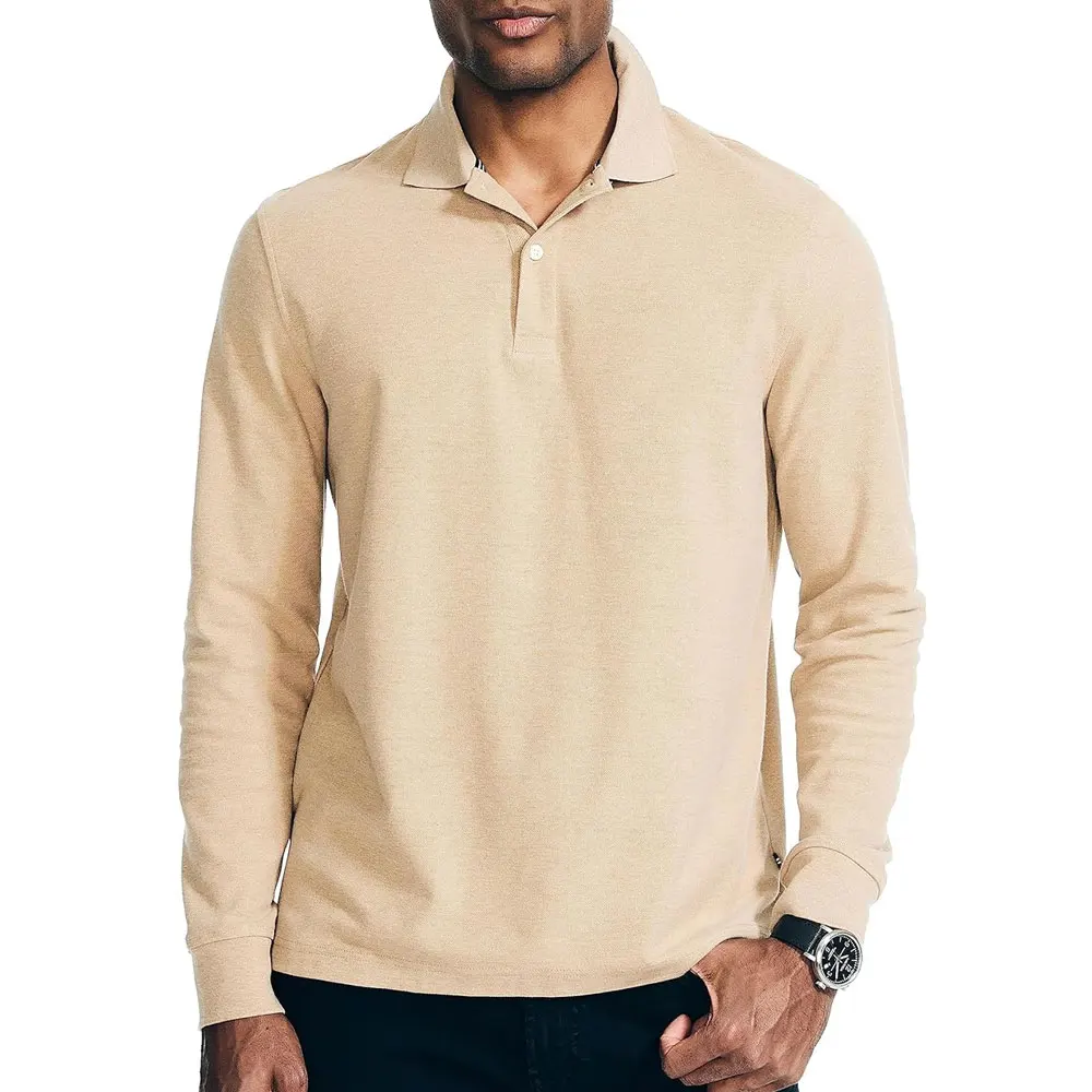 High quality heavyweight 100% cotton full custom logo t shirts best selling 100% cotton men full sleeve polo shirts