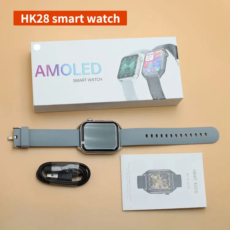 HK28 Smart Watch AMOLED 368*448 HD Screen Health Fitness Tracker BT Answer Call Smartwatch Fitcloud Pro Oxygen Monitor