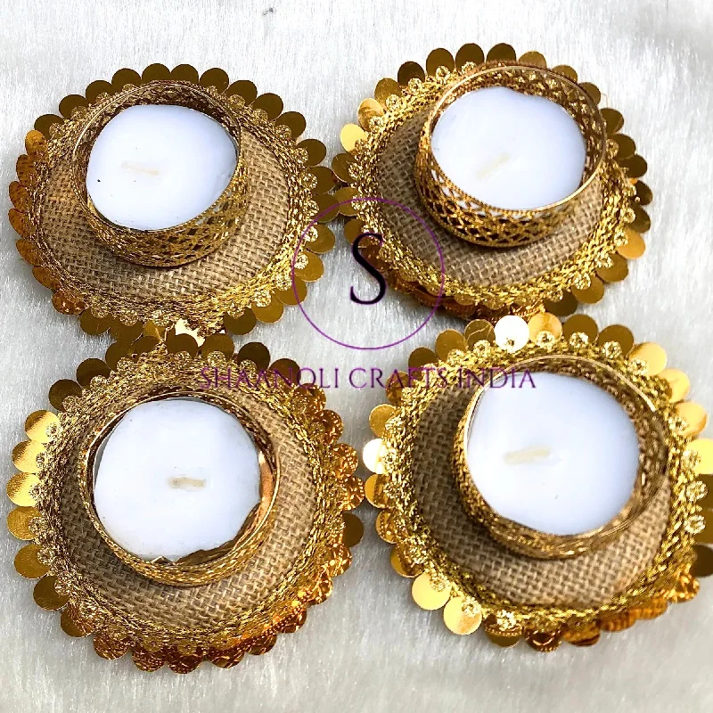 Handmade Jute Tea Light Holder Diwali Diyas Home Decor Christmas Decoration Table Top Wedding Gift Candle Holder Designer Candle