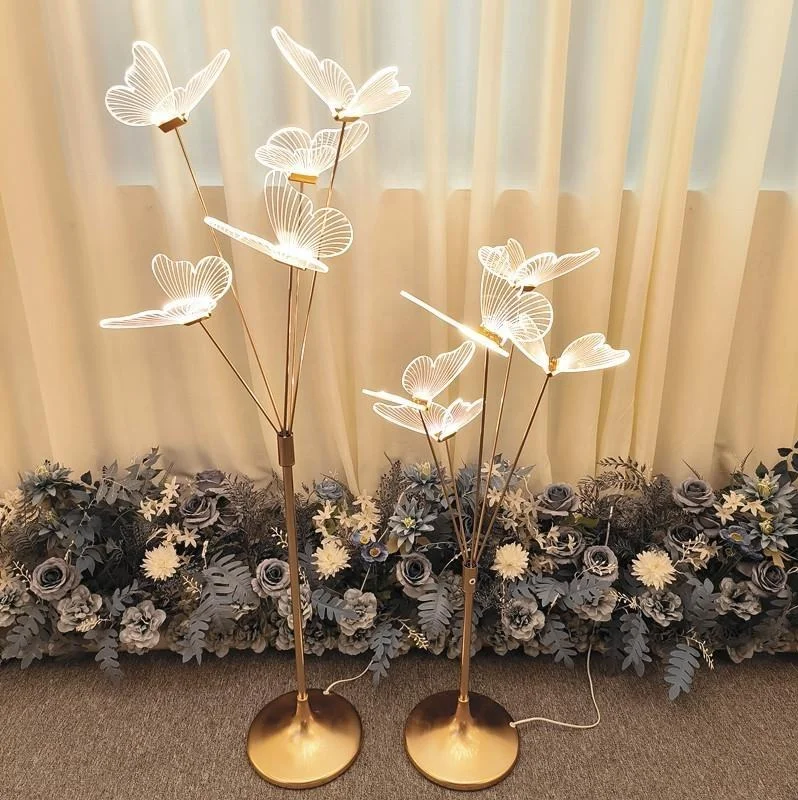 New Style 5 Head Acrylic Butterflies Floor Luminous Led Walkway Lights Road Lead Stage Light For Wedding centerpiece event decor