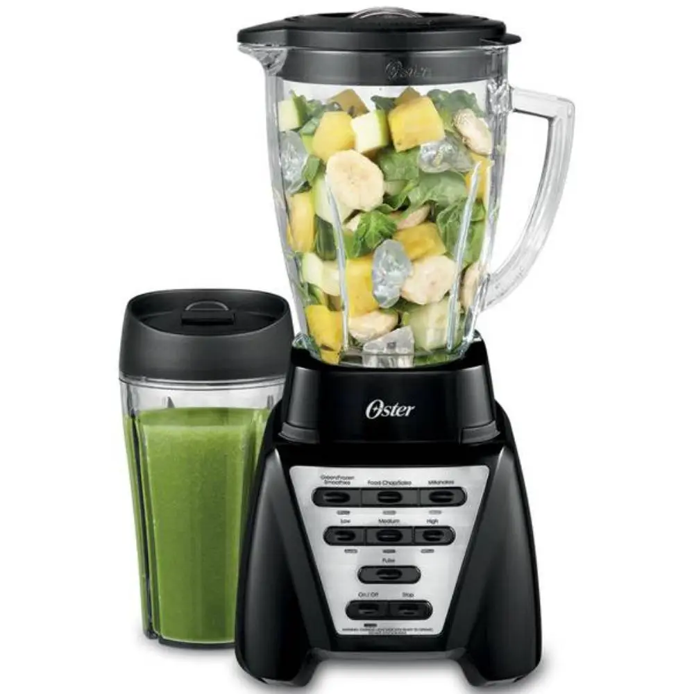 Oster Blender II Pro 1200 with Glass Jar 24-Ounce Smoothie Cup Brushed Nickel Smoothie Machine Nut Mix