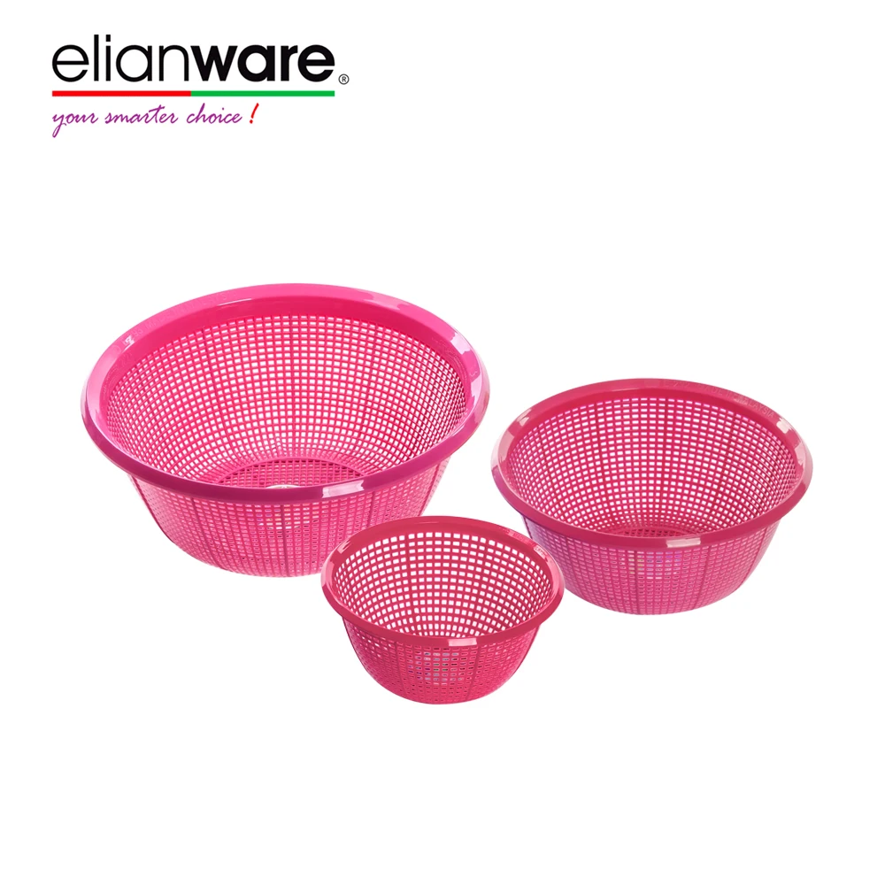 Elianware Multi-Functional Plastic Fruit Basket Kitchen Colander Strainer 6 inch, 8 inch, 10 inch Sink Strainer
