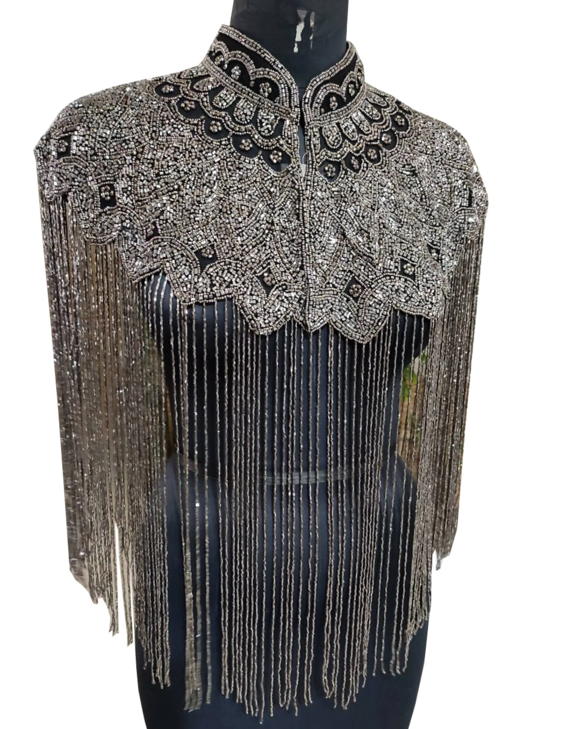 very New 2024 metallic color embellished handwork fully hand beaded with Unique colour metal Hand beaded fringeshan