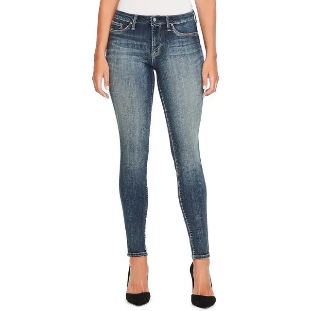 Bangladesh clothing Custom Brand Skinny Fit Blue Denim Jeans Classic Wash Vintage Ladies Pants Belt Loops Belle Femme Trousers