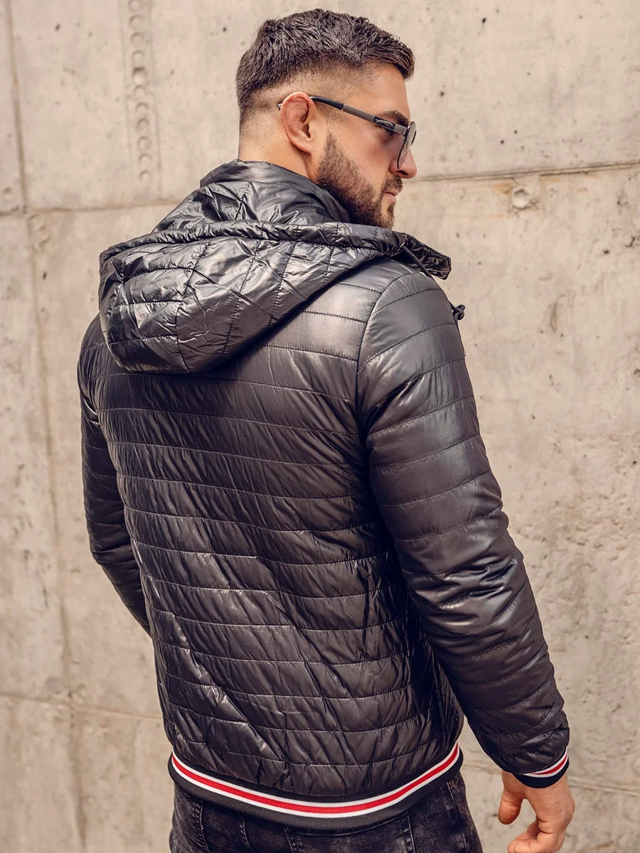 Black Mens Lightweight Breathable Quilted Jacket  Long sleeves Warm Men puffer Jacket ( Manufacture By Huzaifa Products )