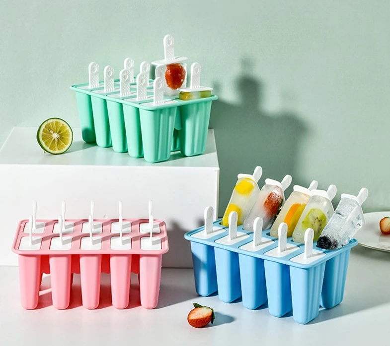 Homemade Popsicles Molds Shapes Silicone Frozen Ice Popsicle Ice-lolly Maker Food Grade BPA Free with Sorbet Maker Sticks
