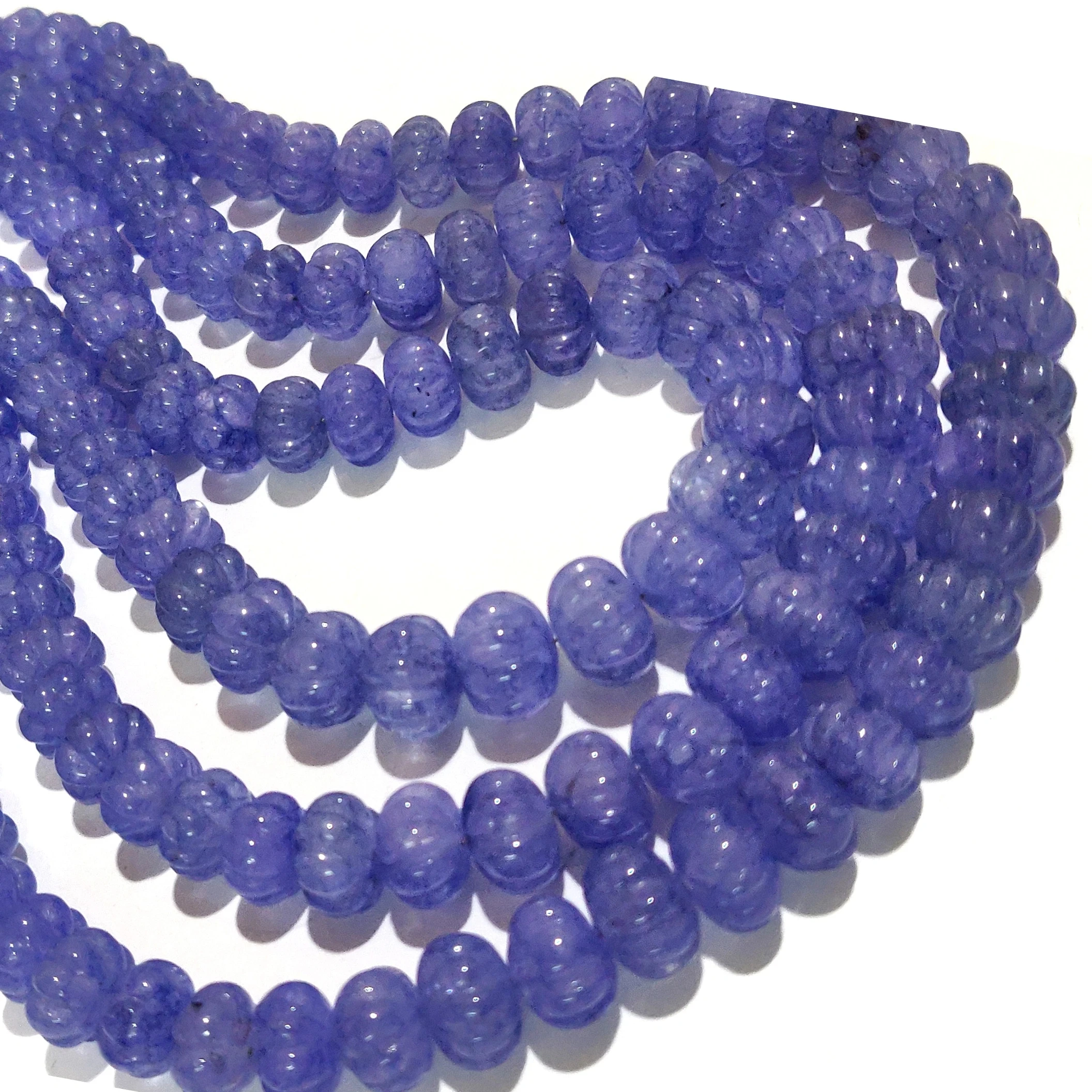 Tanzanite Hand craved Watermelon 9 to 11mm Pumpkin shape Quartz Beads Sold per Strand 8 Inches long