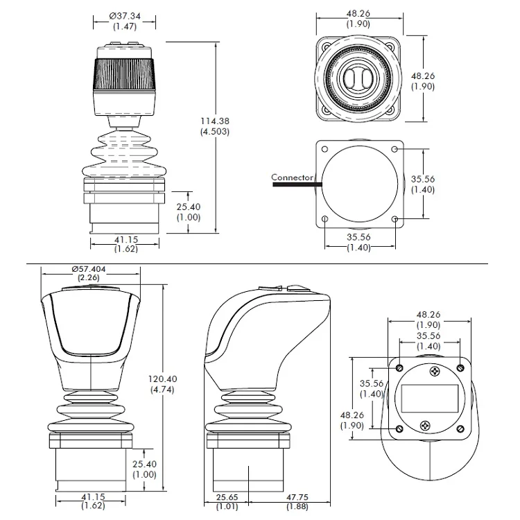 Industrial USB joystick HF45R10U multi-axis non-contact Hall effect finger controller in stock