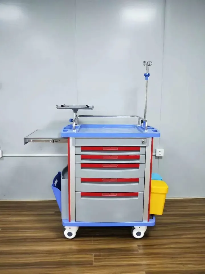 Hospital ABS Medical Emergency Trolley Crash Cart Medicine Trolley for Hospital use