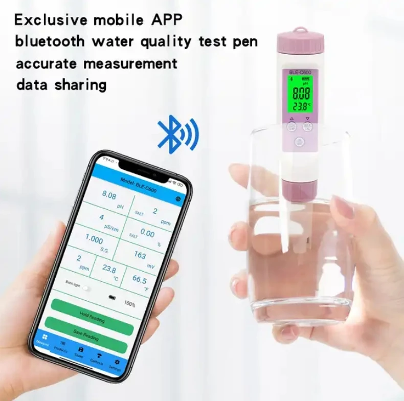 BLE C-600 seven-in-one water quality pen salinity meter PH/TDS/EC/ORP/SG hydrometer PH meter