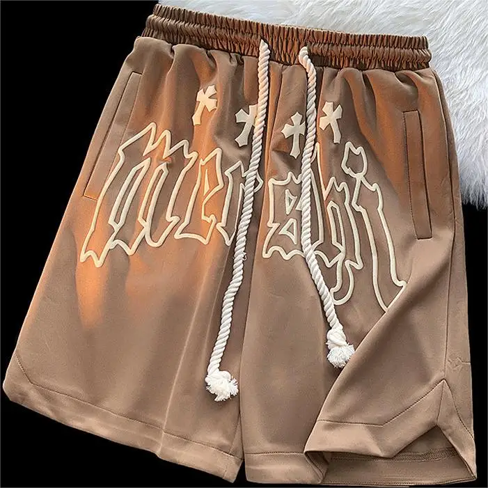 Men Summer 100% Cotton Gym Running French Terry Sweat Shorts for Men Streetwear Custom Puff Print Basketball Shorts