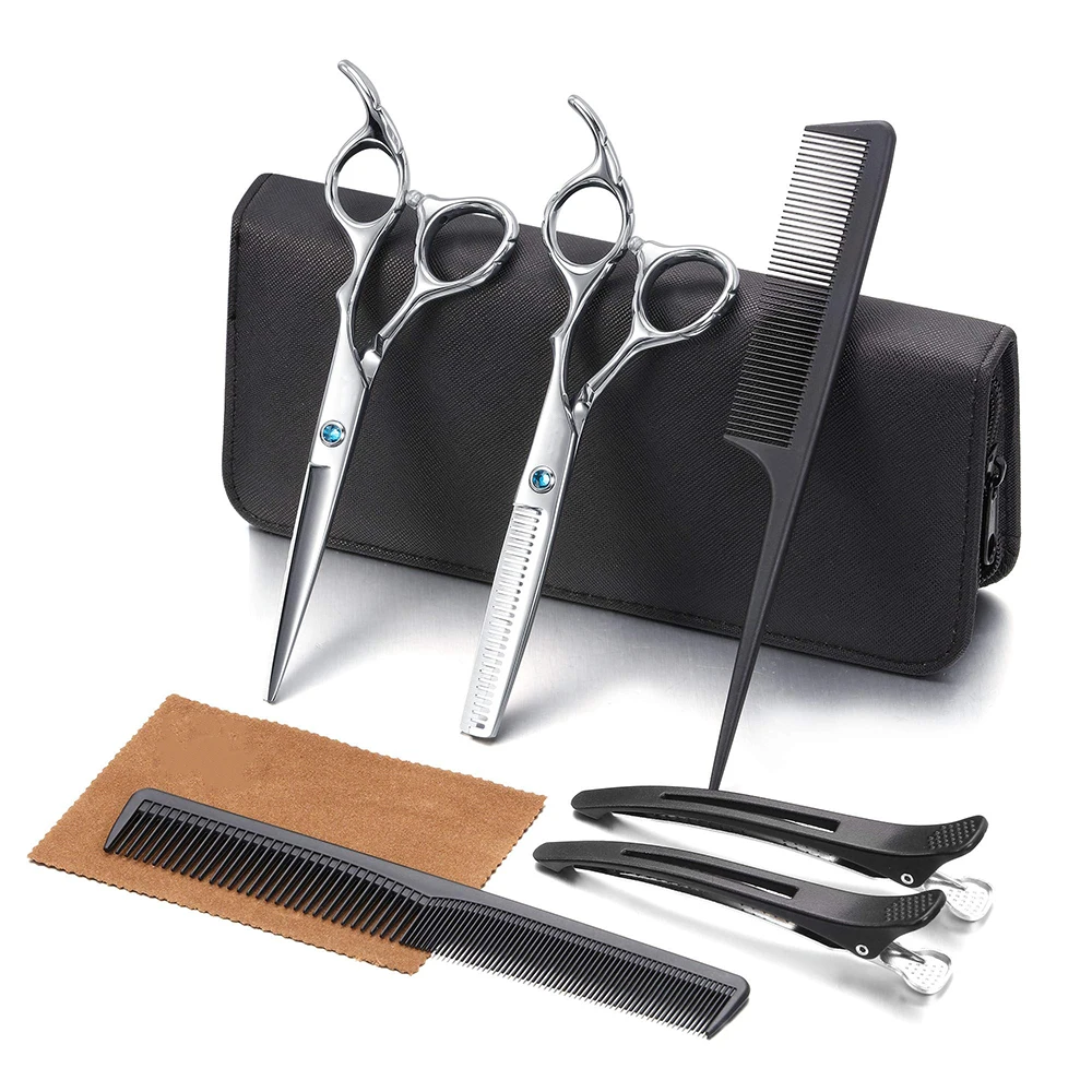 Professional Hairdressing Scissors Set kit Package Includes Barber salon scissor + thinning scissors +razor & beauty full pouch