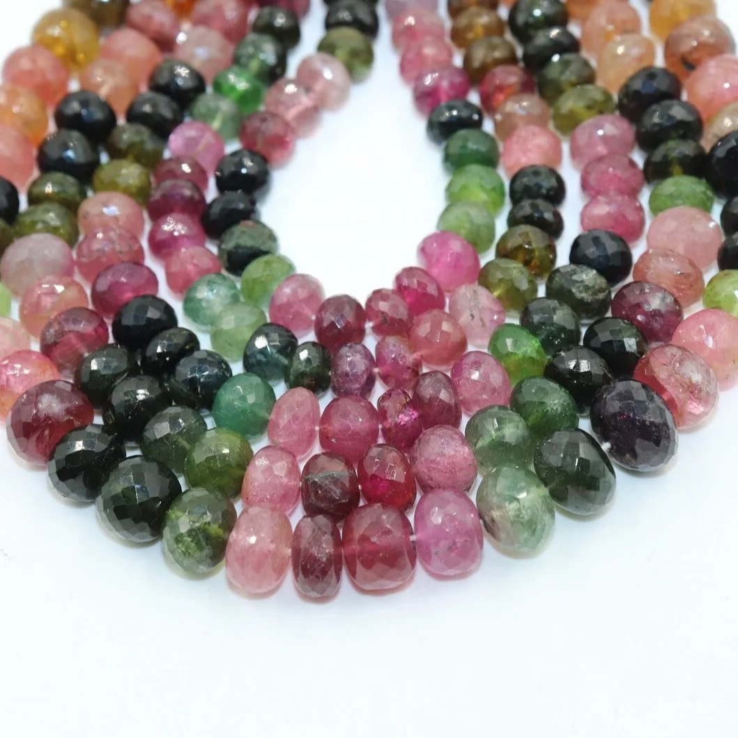 Smooth Multi Tourmaline Gemstone Beads 7-10mm 14 Inches Strand Drilled Beads