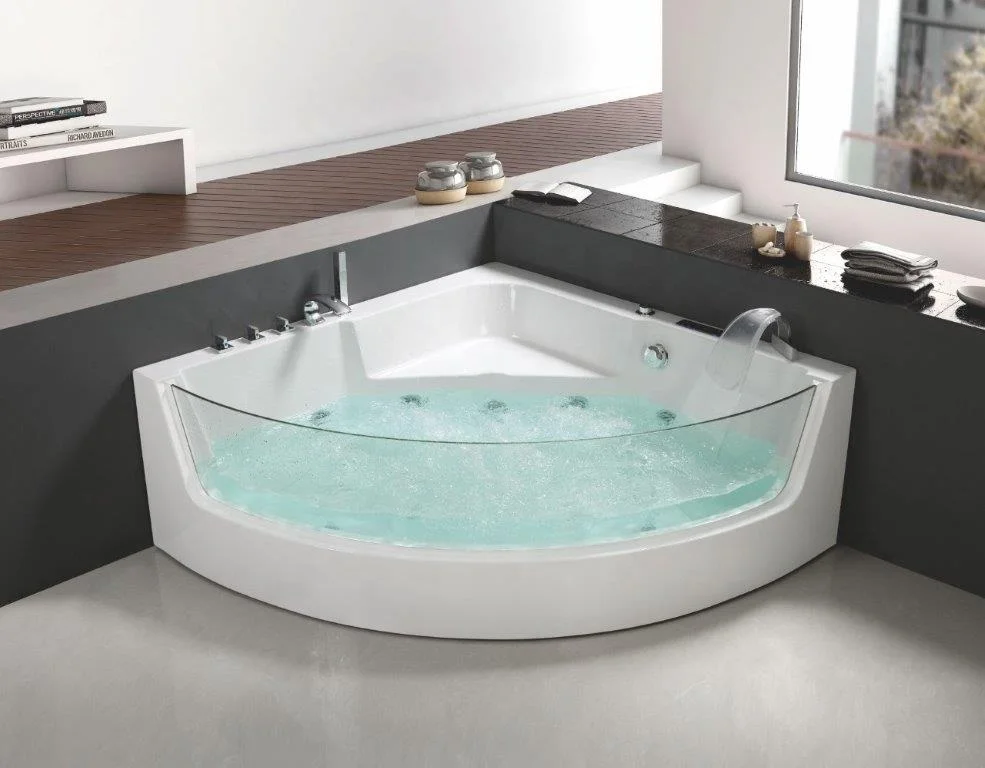 New luxury 2 person jaccuzzi freestanding tub spa bath tub with transparent glass