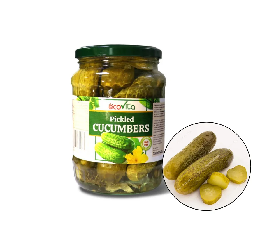 LOW PRICE International Standard Best Rate ISO Cheap Wholesale Price Ecovita Gherkins Pickled CUCUMBER  With Customized Size