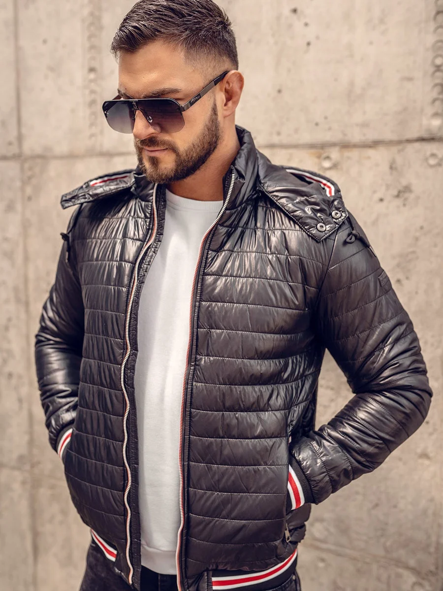 Black Mens Lightweight Breathable Quilted Jacket  Long sleeves Warm Men puffer Jacket ( Manufacture By Huzaifa Products )