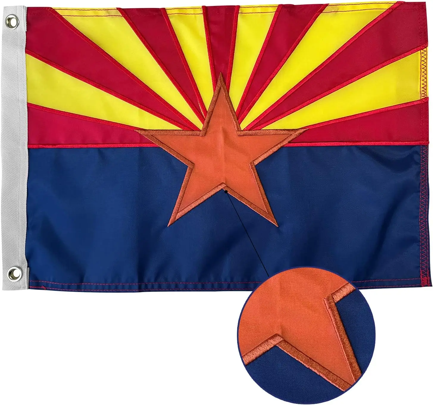 12X18 Inch Embroidery Arizona State Boat Flag Az Heavy Duty Nylon Banner Flag with 2 Brass Grommet for Outdoor Yacht/Jeep/Golf C