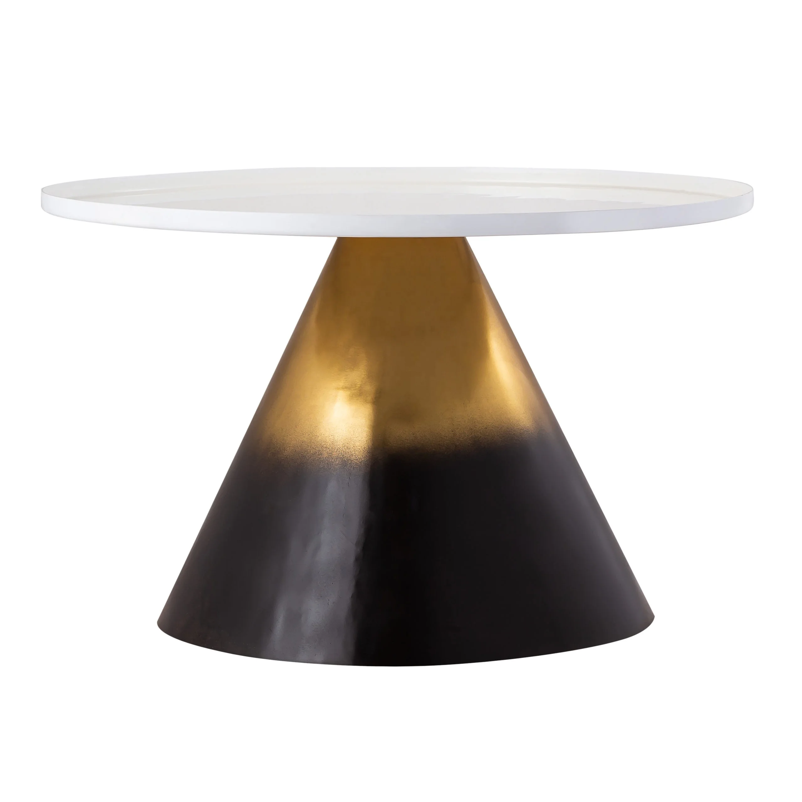 Ombre White Enamel Dual Tone Coffee Table Gold & Black for Living Room Hotel And Restaurants at Best Price