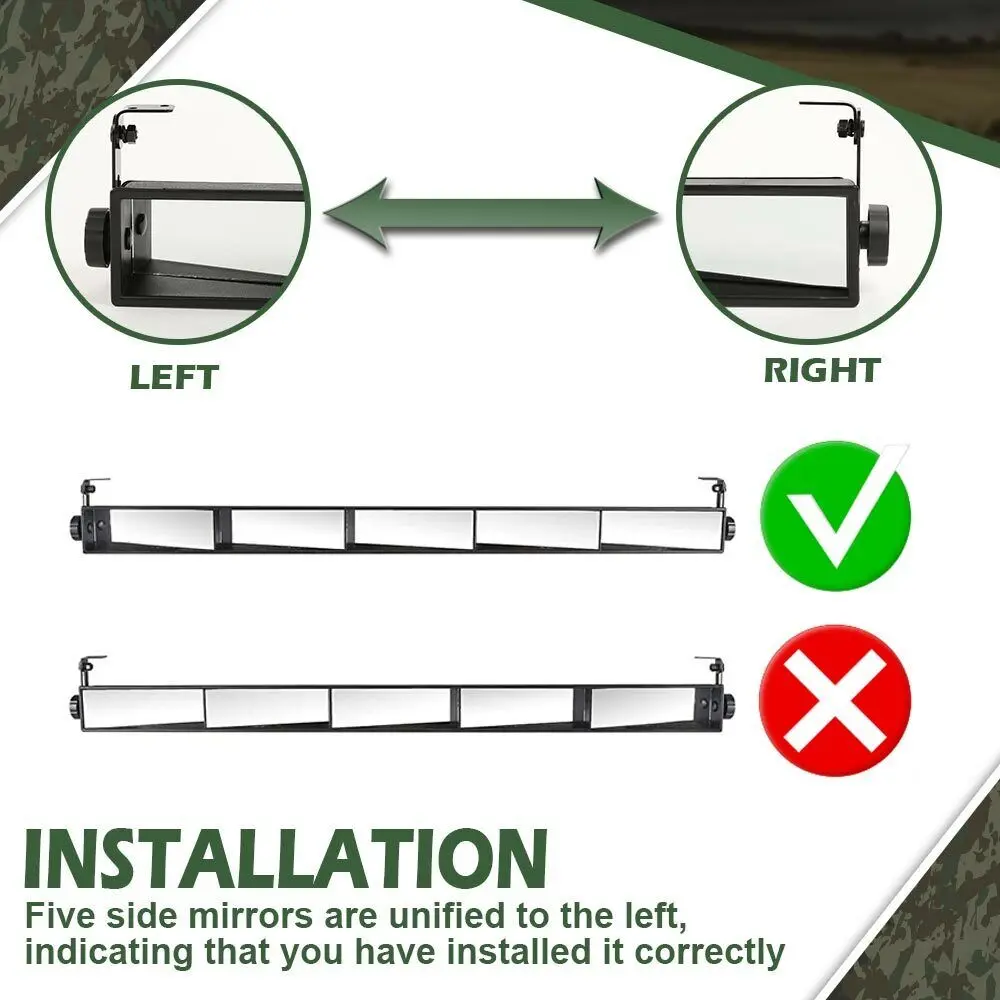 Golf Cart Mirror, 5 Panel Universal Fit - Wide View - Mounting Hardware Included TOP Golf
