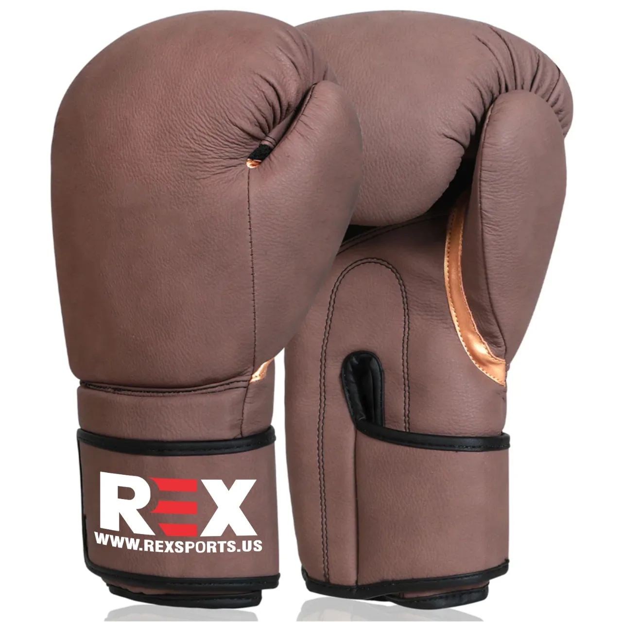 REX OEM Handmade Vintage-Style Professional Boxing Gloves 16oz Brown Leather Hand-Molded for Ring Fighting and Pugilism Gear