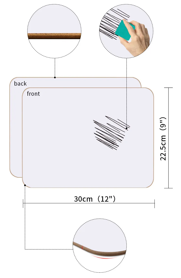 Wholesale customize Teacher supplies double side dry erase board for classroom small Lined white boards A4 whiteboard with marker